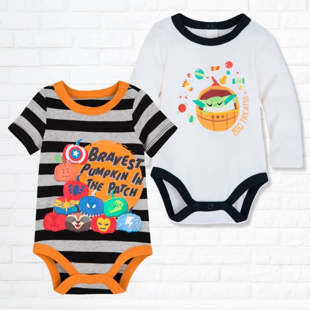 NWT - Set of 2 - Marvel and Grogu Halloween Baby Bodysuits - Size 3-6M